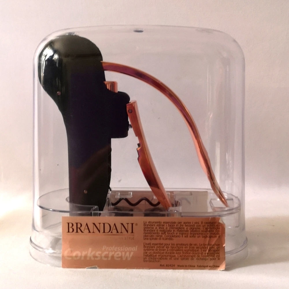 Brandani Professional Corkscrew Italian Style, Brand New in Package, Rose Gold